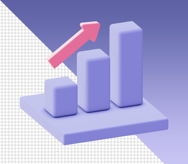 Premium PSD | 3d cartoony render bar chart statistic growth icons for ui ux  web mobile apps social media designs